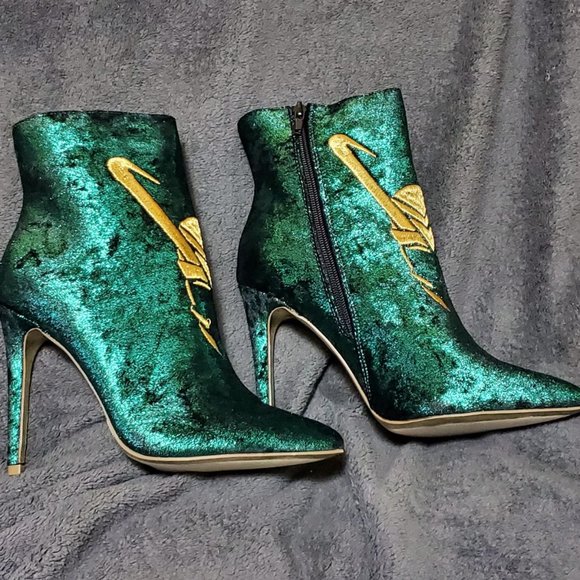 Marvel Shoes Her Universe Metallic Green Loki Boots 8